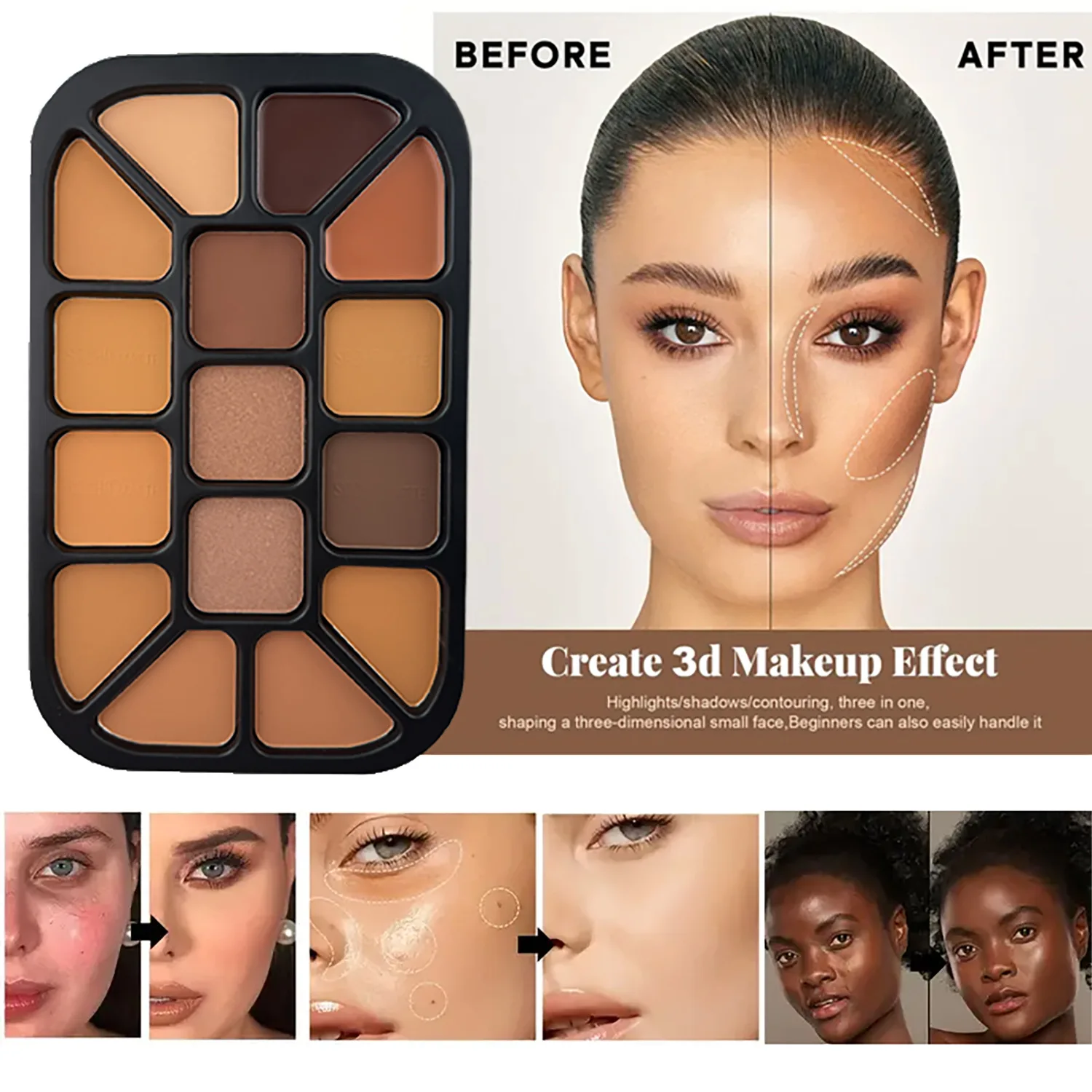 15-Color Face Contour Powder P - Highlighter Bronzer Palette review and price