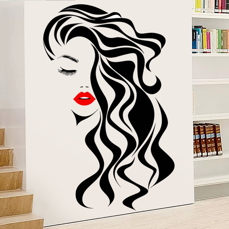 Fashion Female Face Wall Stick - Beauty Makeup Wallpaper review and price