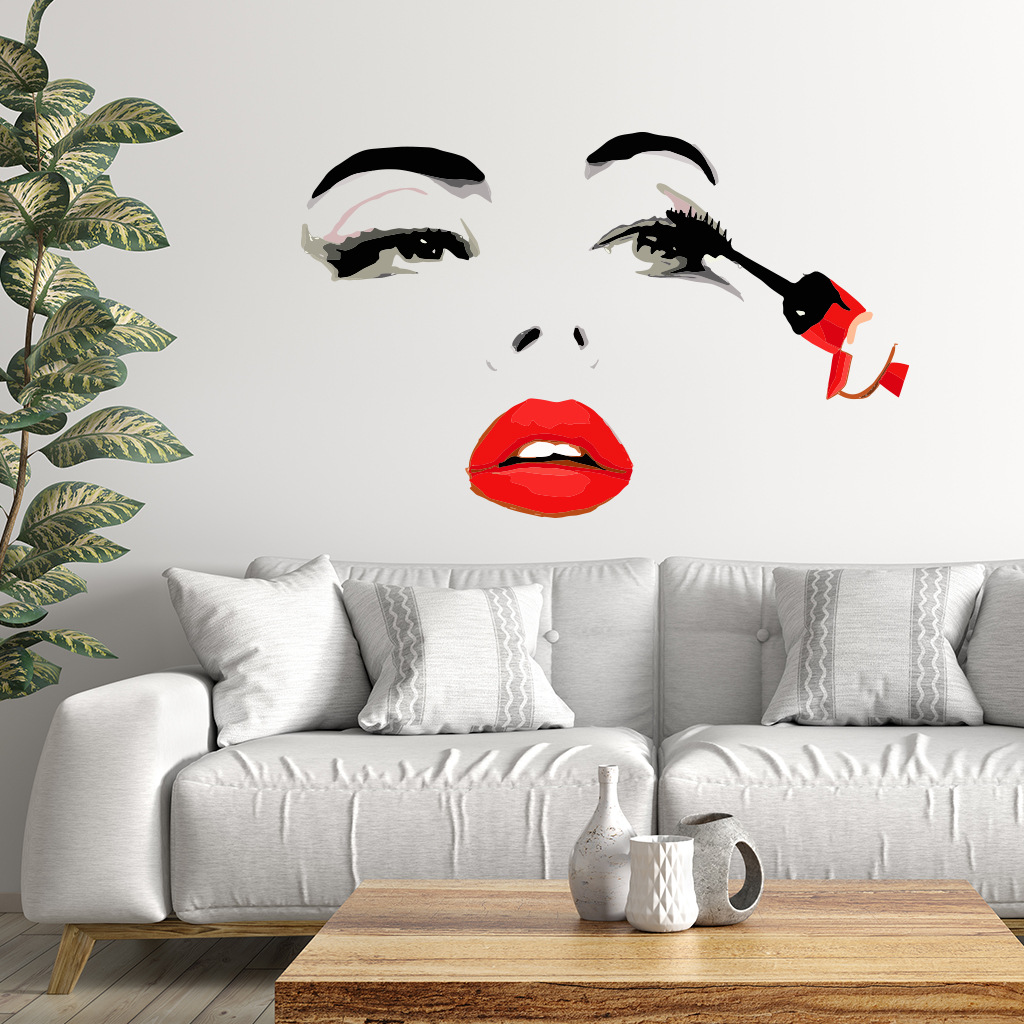 Fashion Female Face Wall Stick - Beauty Makeup Wallpaper review and price
